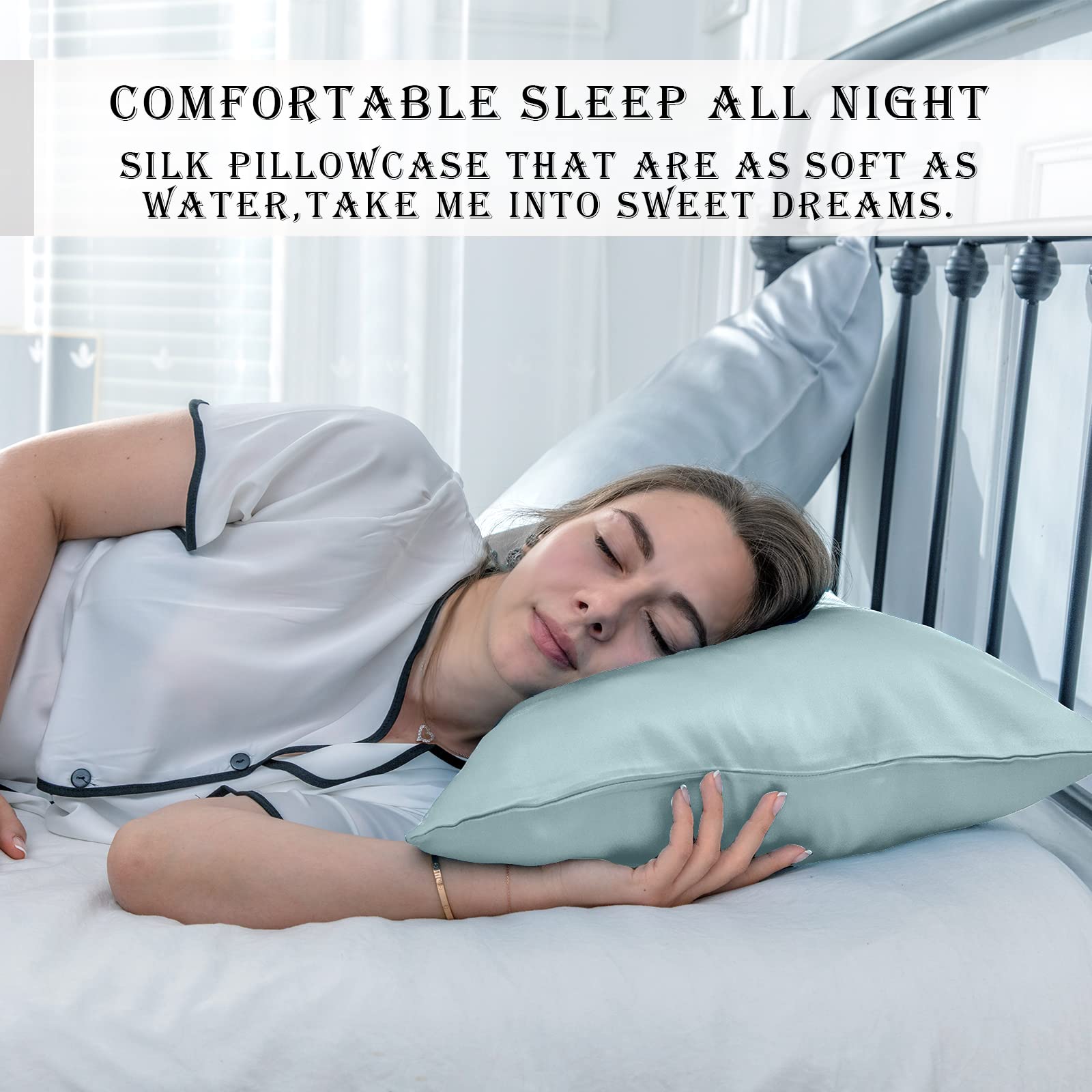 Machine-washable Suatien silk pillowcase with gentle care.