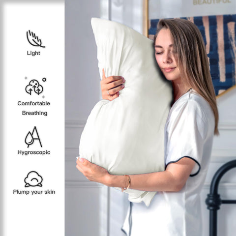 Cooling, breathable Suatien silk pillow case for comfortable nights.