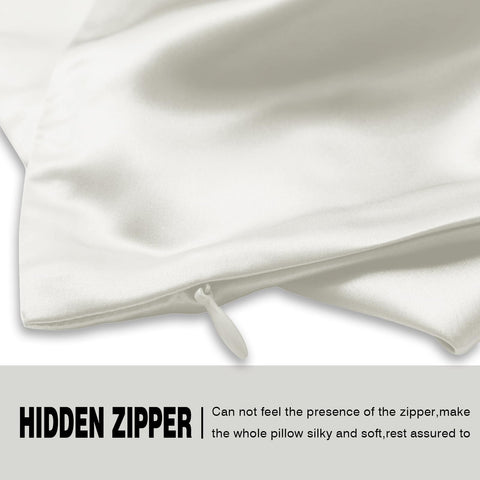 Hidden zipper on Suatien silk pillow case for secure closure.