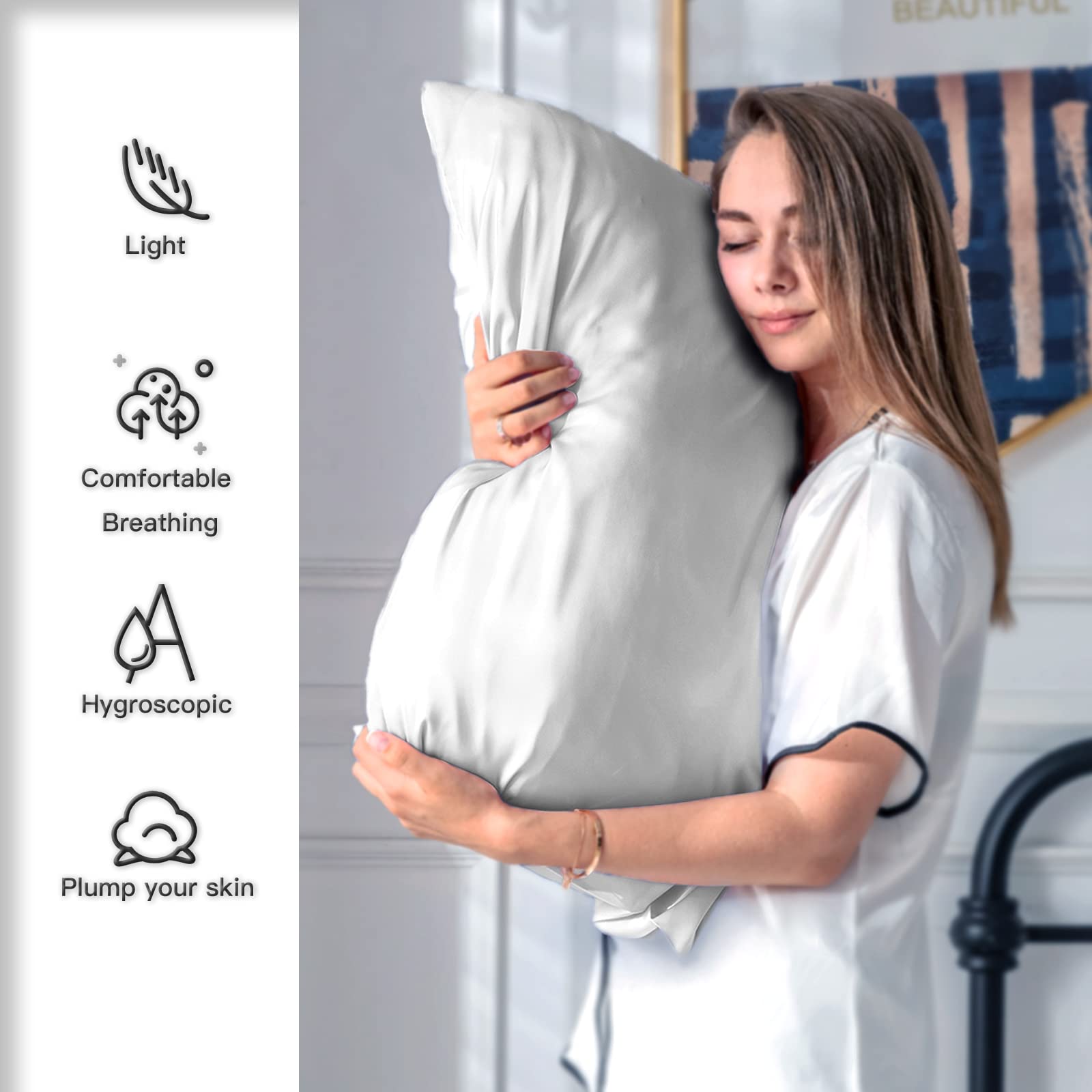 Suatien cool and breathable silk pillowcase for all-night comfort.