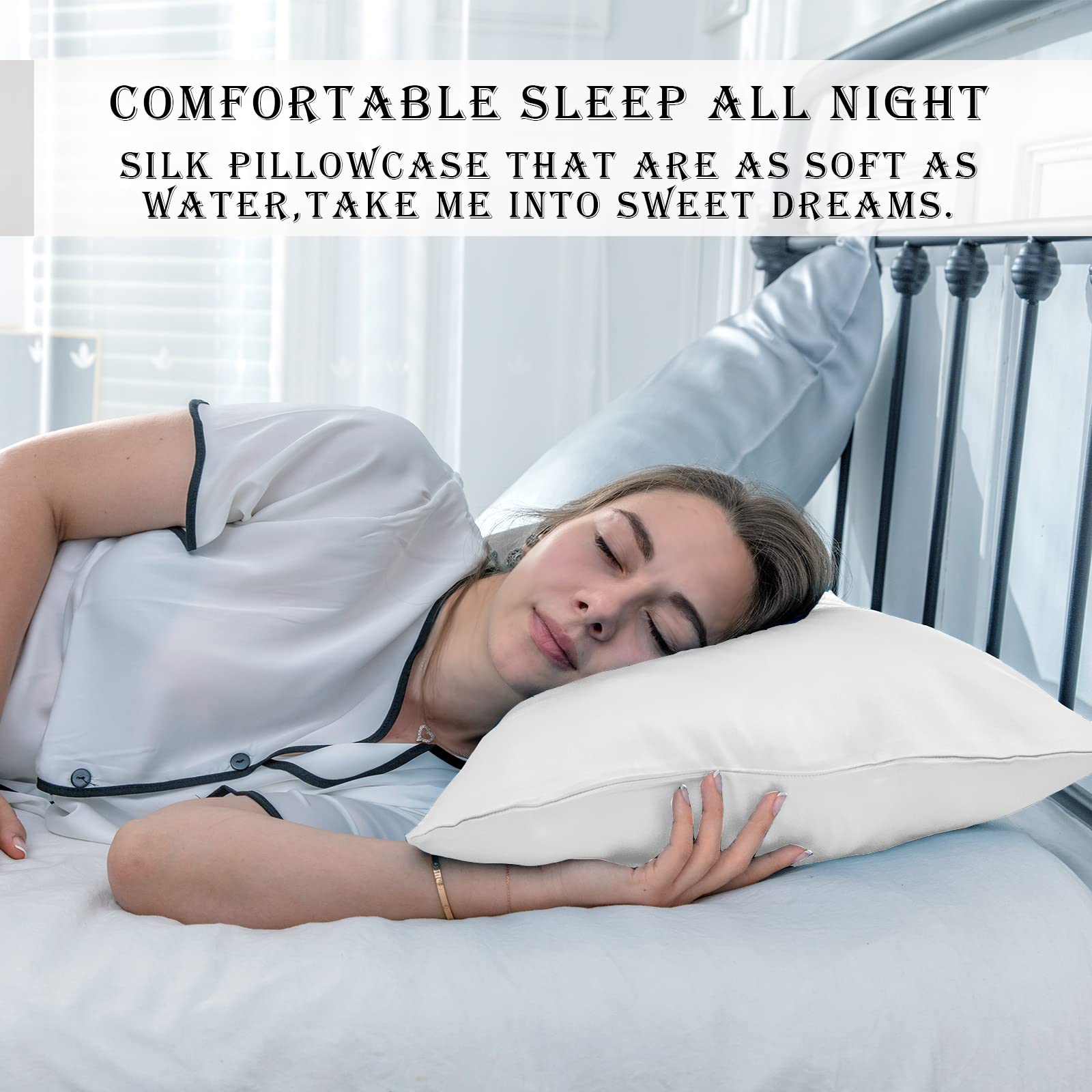 Suatien silk pillowcase 2 pack on nightstand conveys giftable luxury for loved ones.