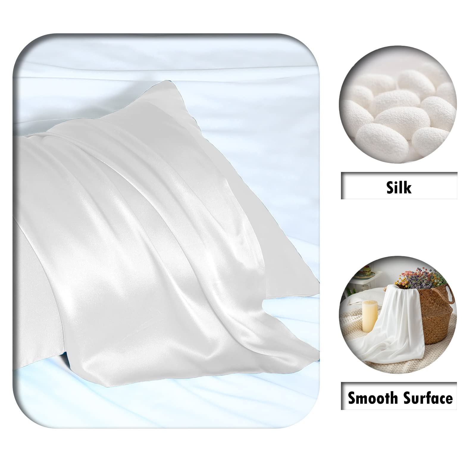 Suatien silk pillowcase 2 pack hidden zip closeup highlights secure closure and durability.