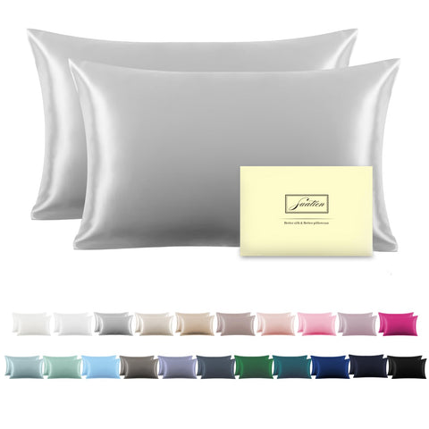 Suatien silk pillowcase with hidden zipper for secure fit.