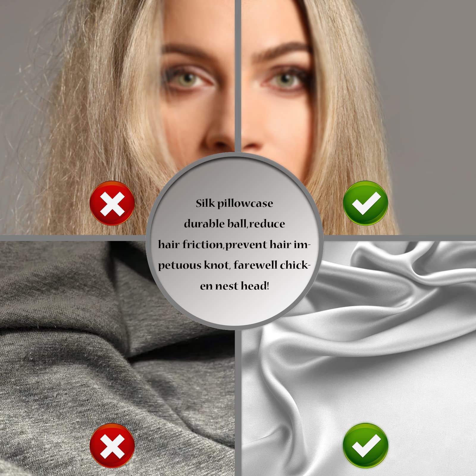 Suatien silver-grey silk pillowcase adds subtle color.