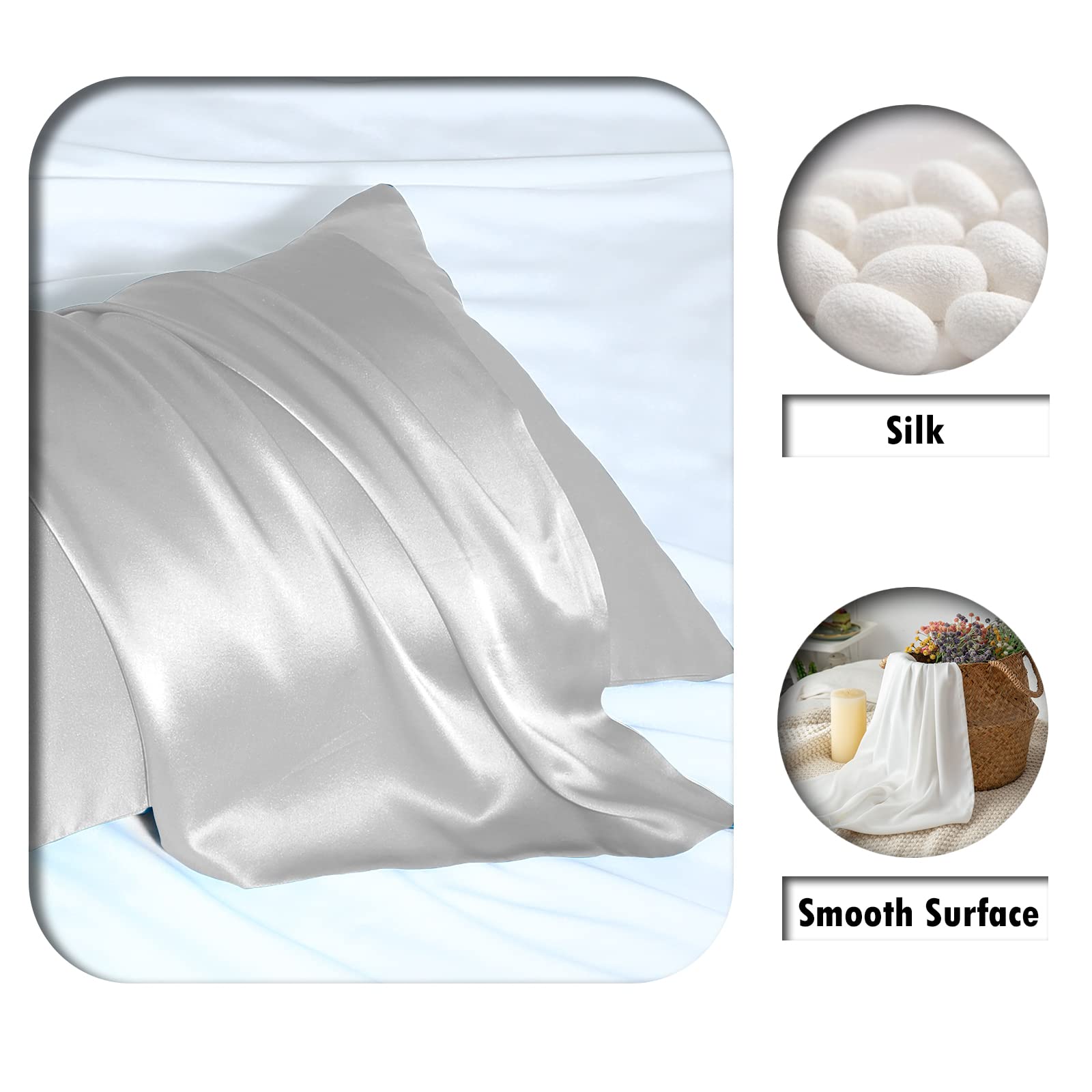 Suatien soft-touch silk pillowcase reduces hair friction.