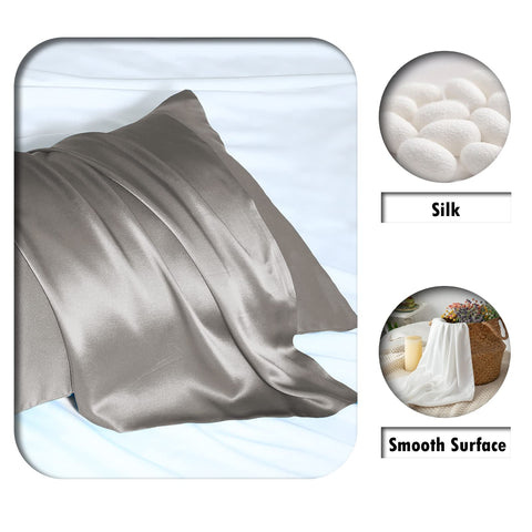 Suatien silk pillowcase close-up highlights glossy surface reducing friction for hair.