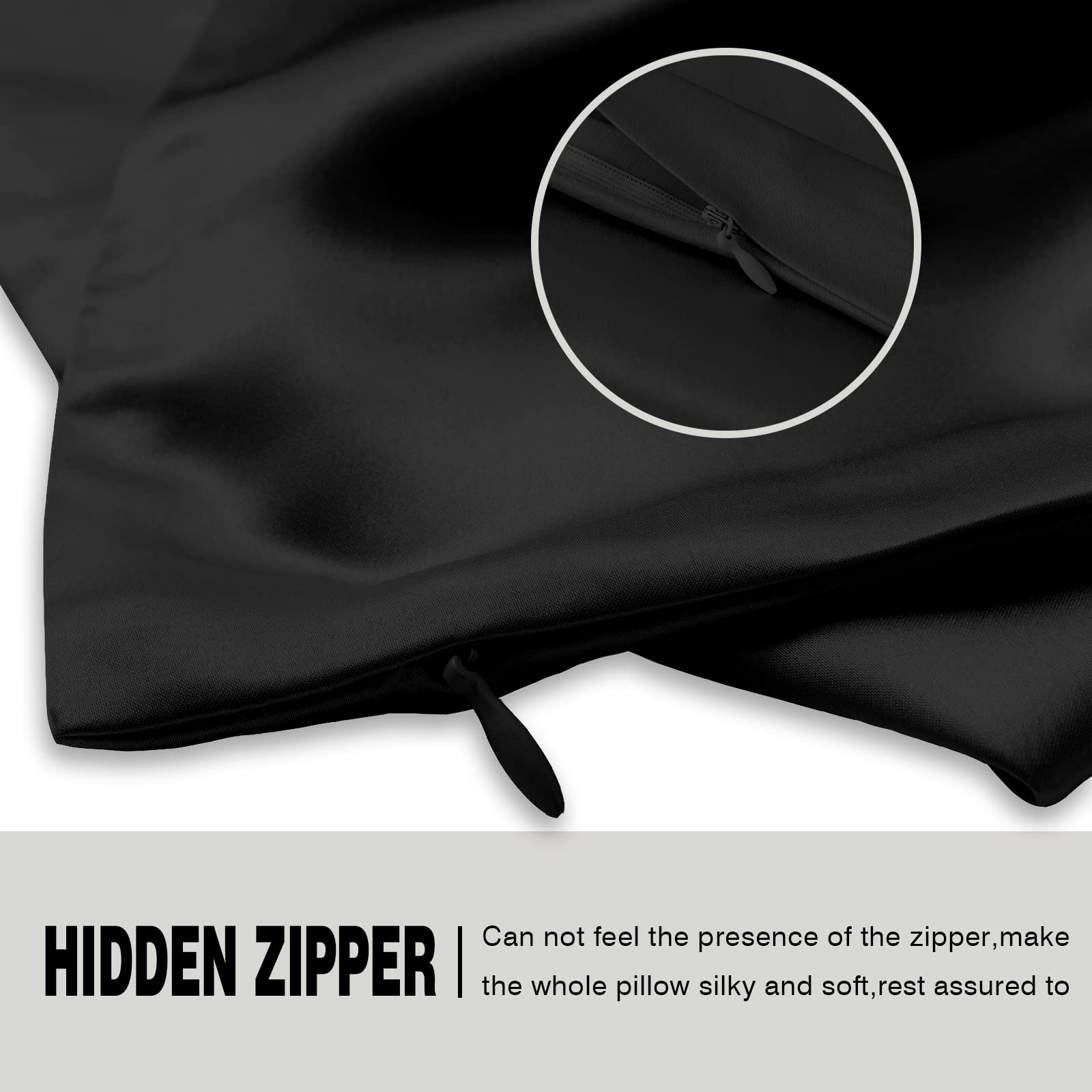 Hidden zipper closure on Suatien silk pillowcase