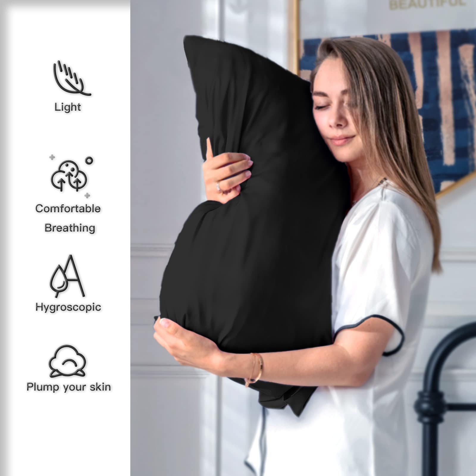 Suatien silk pillowcase cool touch for year-round comfort.