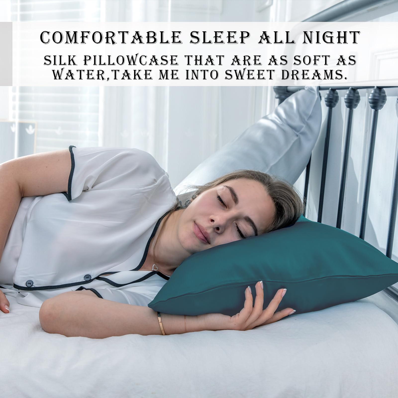 Suatien gift-ready packaging for silk pillowcases in teal