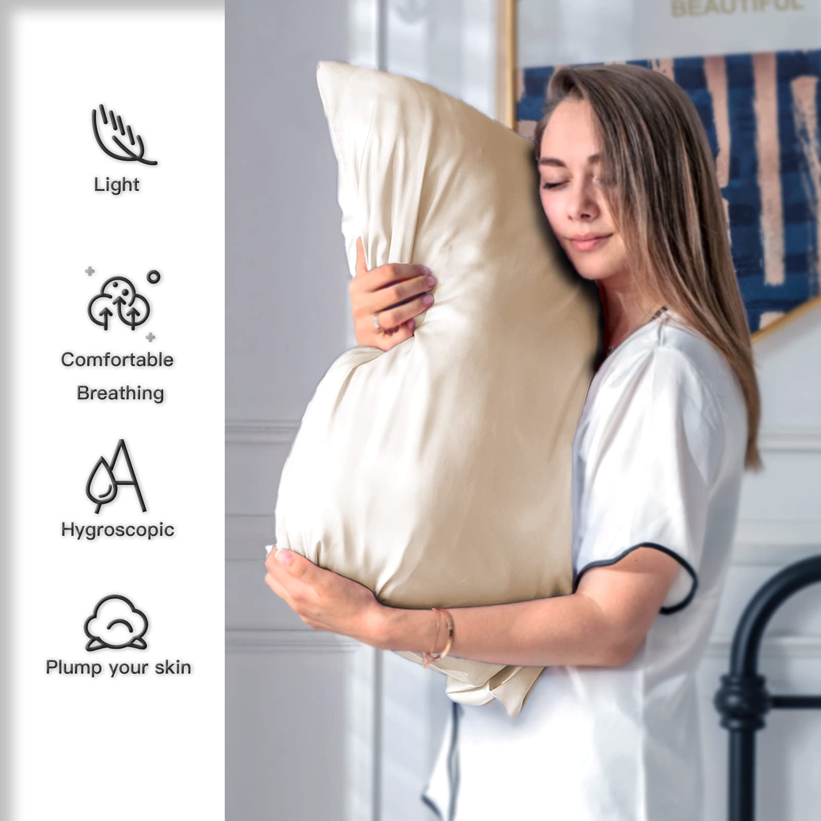 Suatien silk pillowcase hidden zipper design secures the pillow