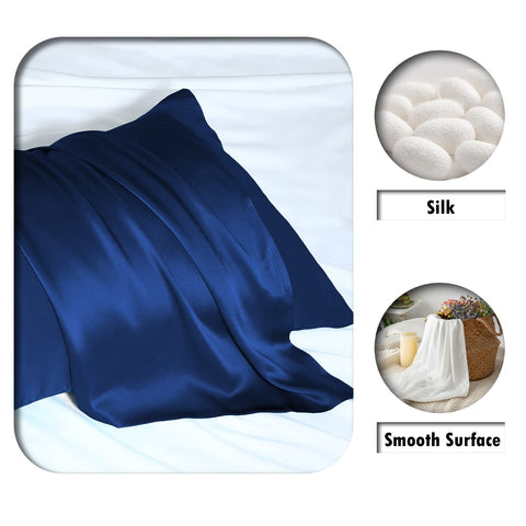 Suatien silk pillowcase royal blue with hidden zipper for secure nightly use.