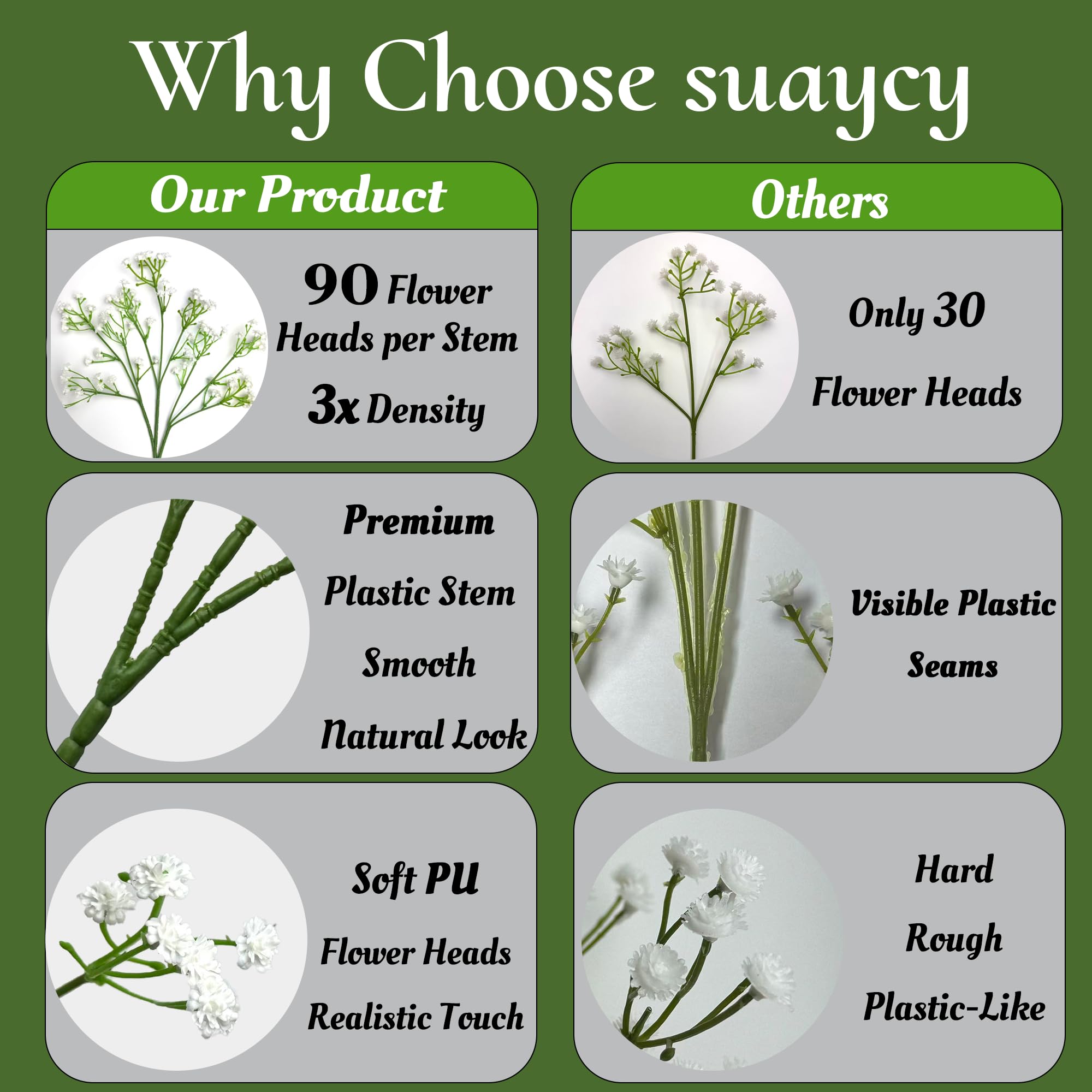 Suaycy Baby Breath 45 cm height on elegant display