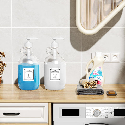SUBEKYU clear glass detergent dispenser ideal for quick content checks.