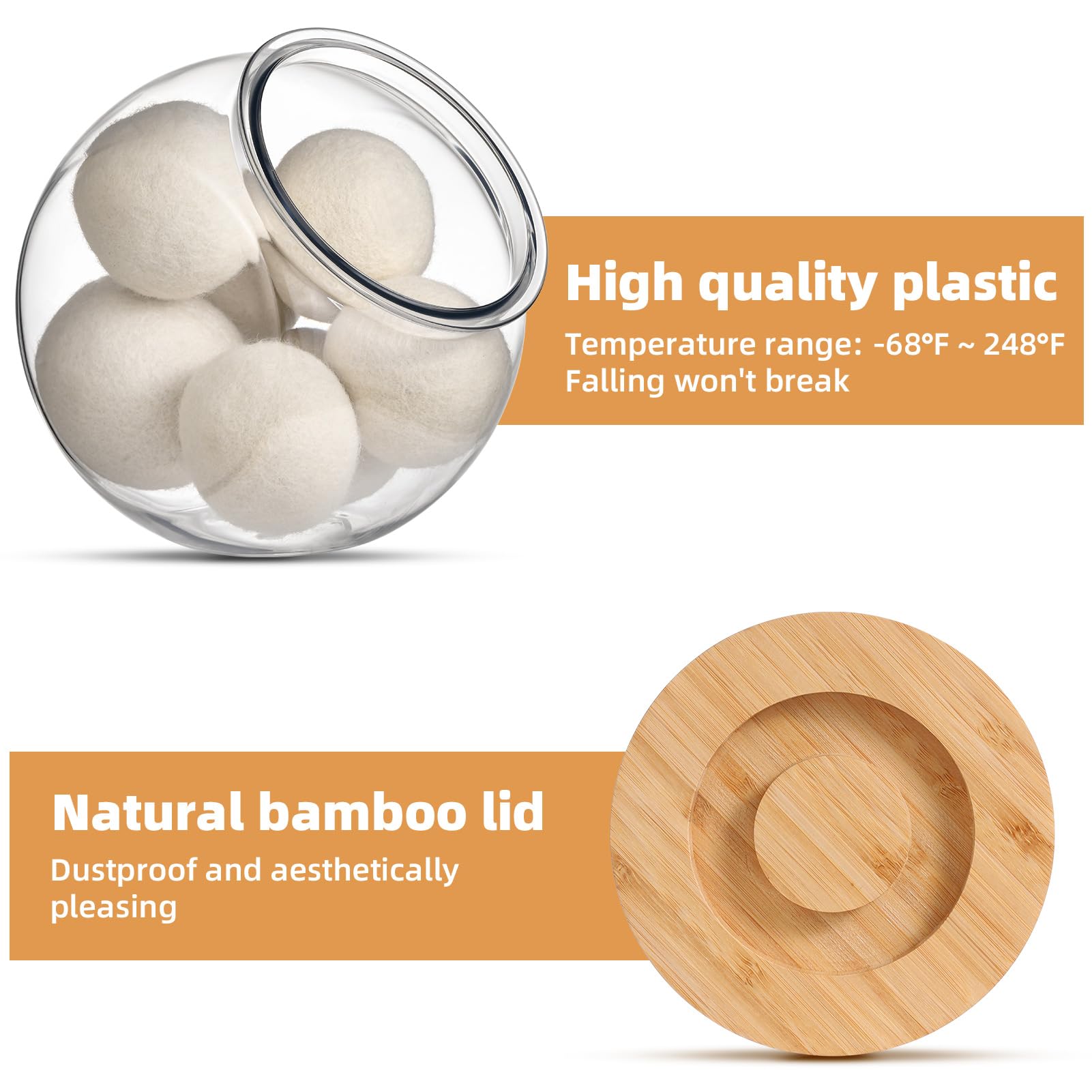 SUBEKYU Dryer Ball Holder with bamboo lid to block dust