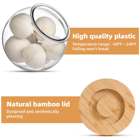 SUBEKYU Dryer Ball Holder with bamboo lid to block dust