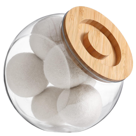 SUBEKYU Dryer Ball Holder showing the 0.85 gallon capacity for organized laundry storage