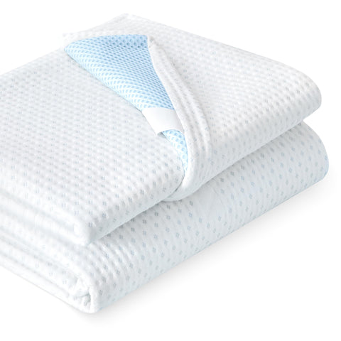 Subrtex mattress topper cover in white on bed protects your topper.