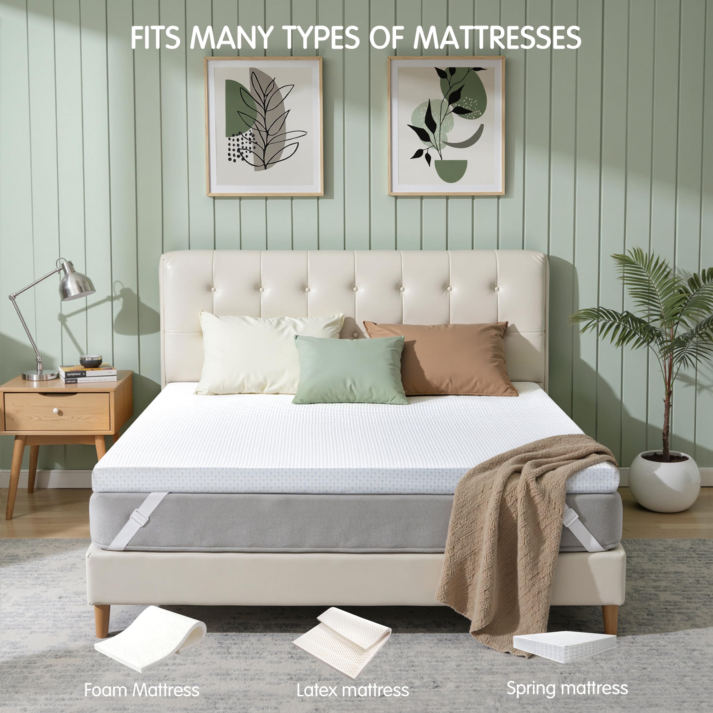 Removable Subrtex cover allows easy cleaning and refreshing of your topper.