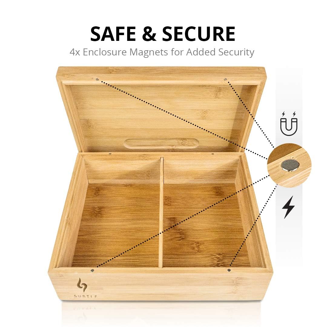 Subtle ample storage space keeps accessories neatly organized in one location.