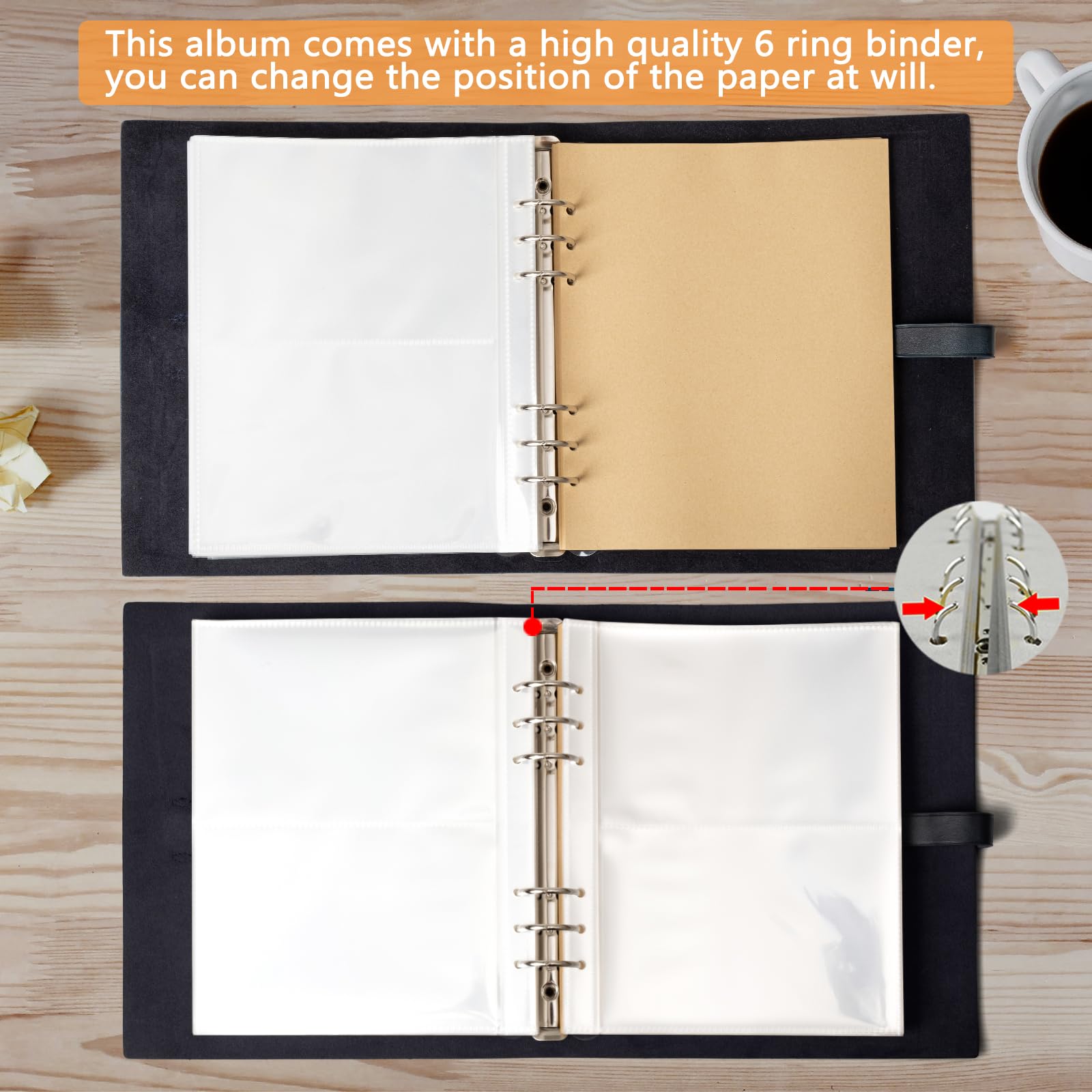 Sucarlon 6-Ring Binder keeps pages secure and reorderable