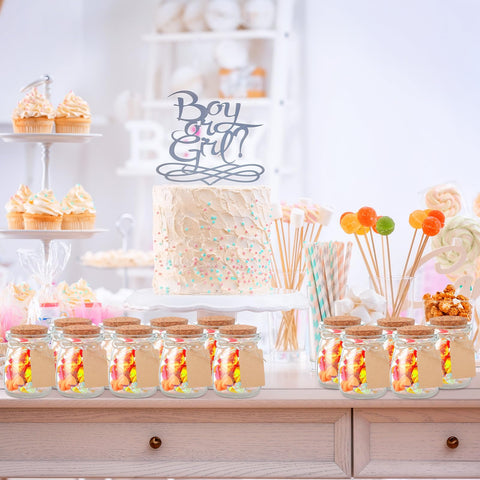 Suclain jars with cork lids present a natural, rustic look for favors.