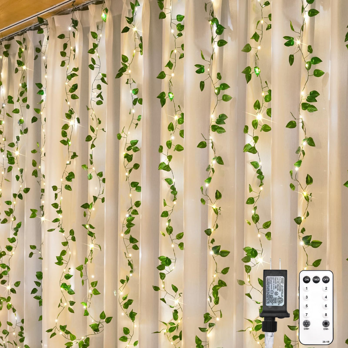 suddus 200 LED vine curtain setup shows plug-in convenience for instant ambience