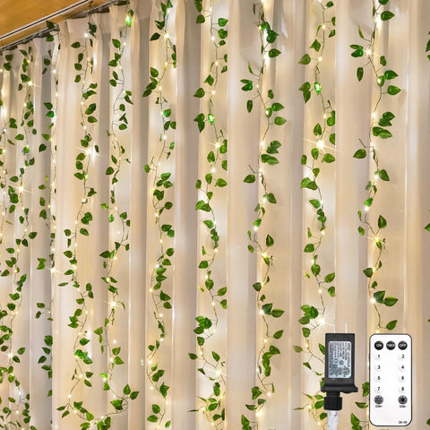 suddus 200 LED vine curtain setup shows plug-in convenience for instant ambience