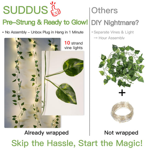 suddus 200 LED vine wall backdrop creates instant atmosphere for bedrooms or events