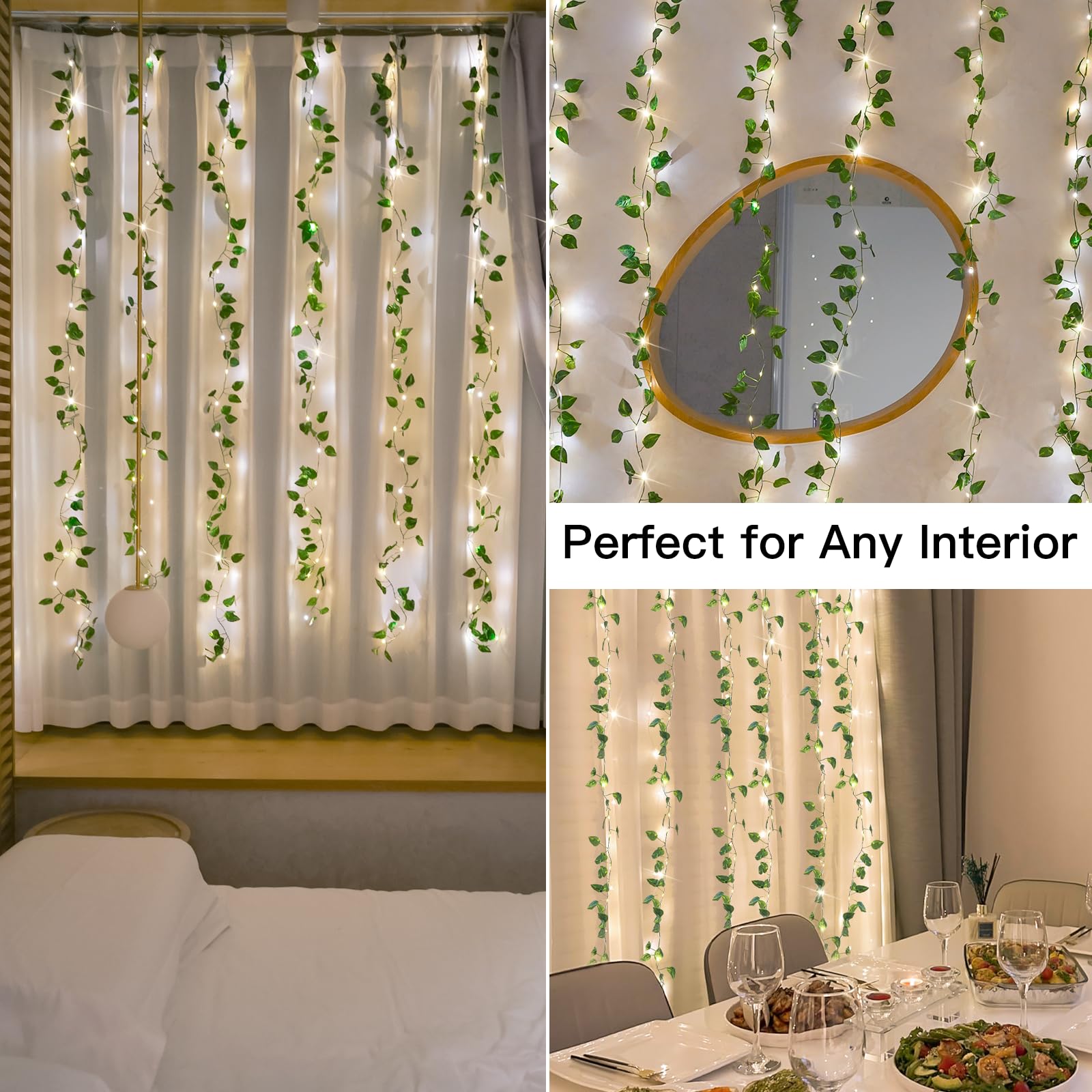suddus 6.56ft x 6.56ft vine wall decor glows softly