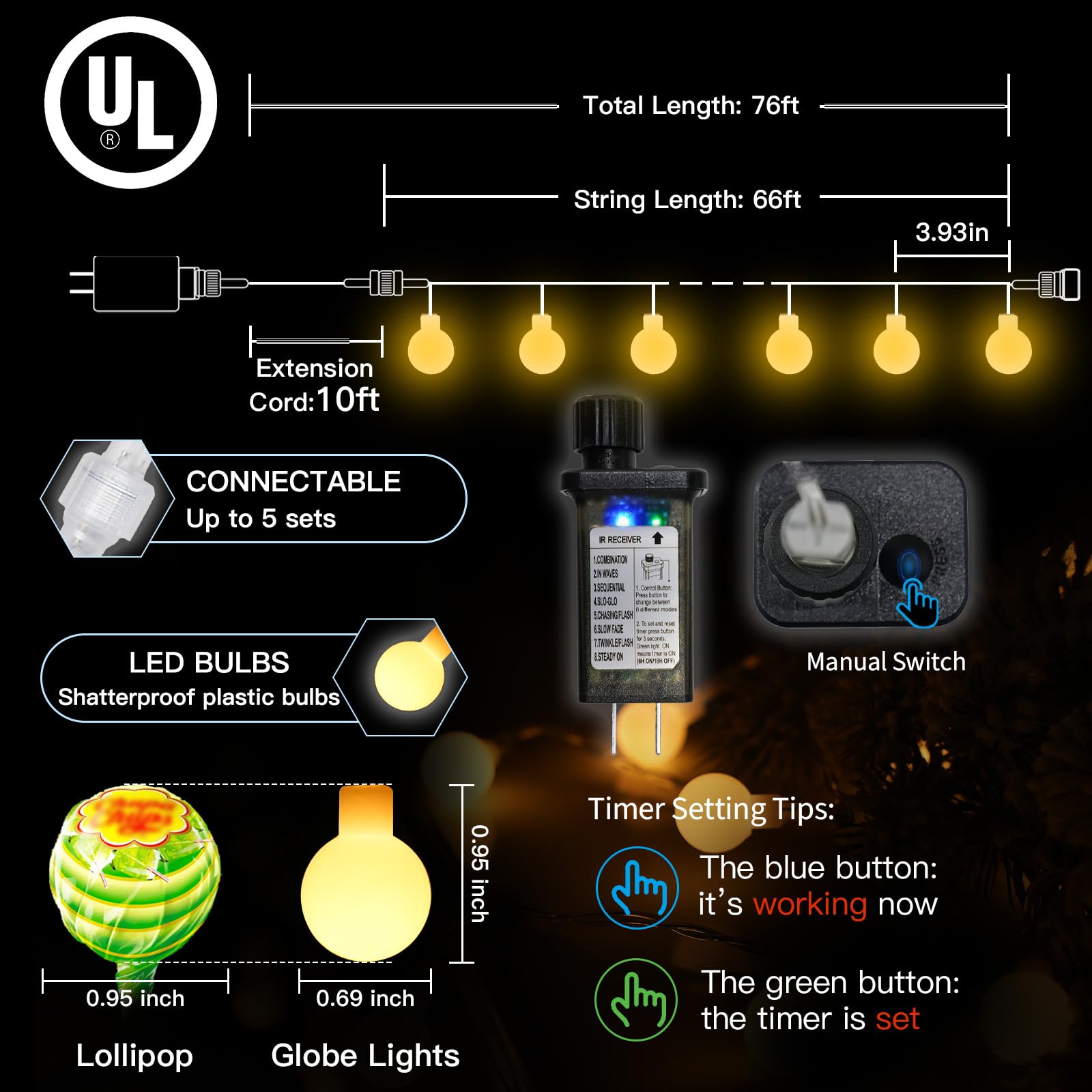 Suddus IP44 waterproof plug-in lights for indoor or sheltered outdoor use.