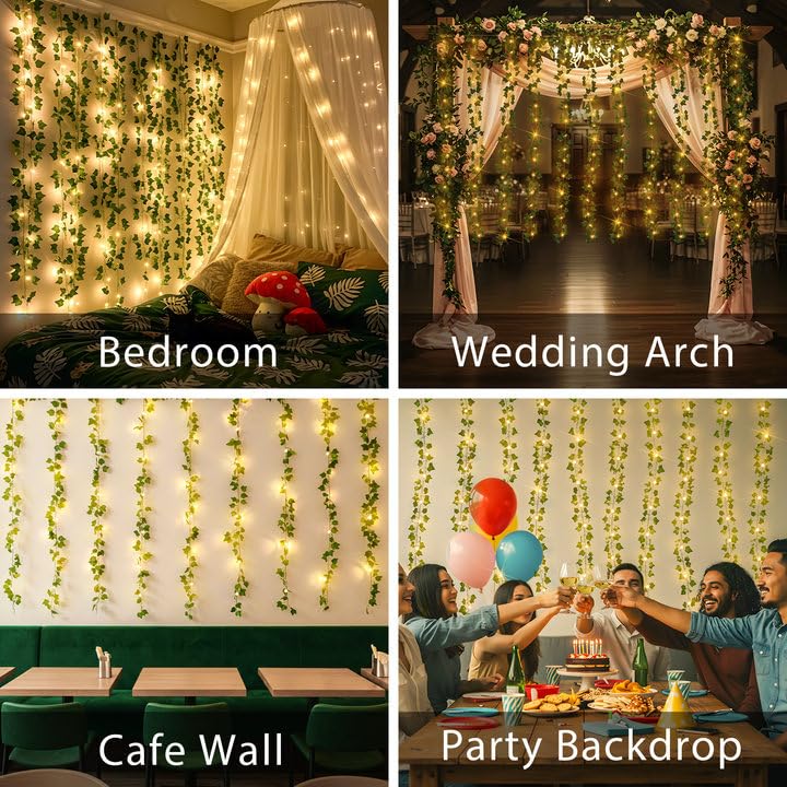 Suddus remote-controlled leaf lights with eight modes and dimming options.