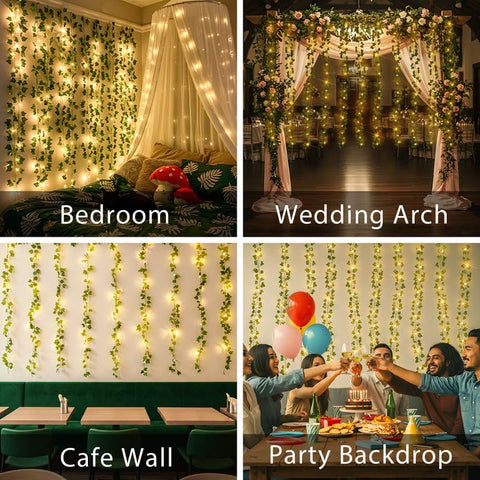 Suddus remote-controlled leaf lights with eight modes and dimming options.