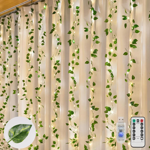 suddus vines with lights 200 LEDs curtain illuminate bedroom walls