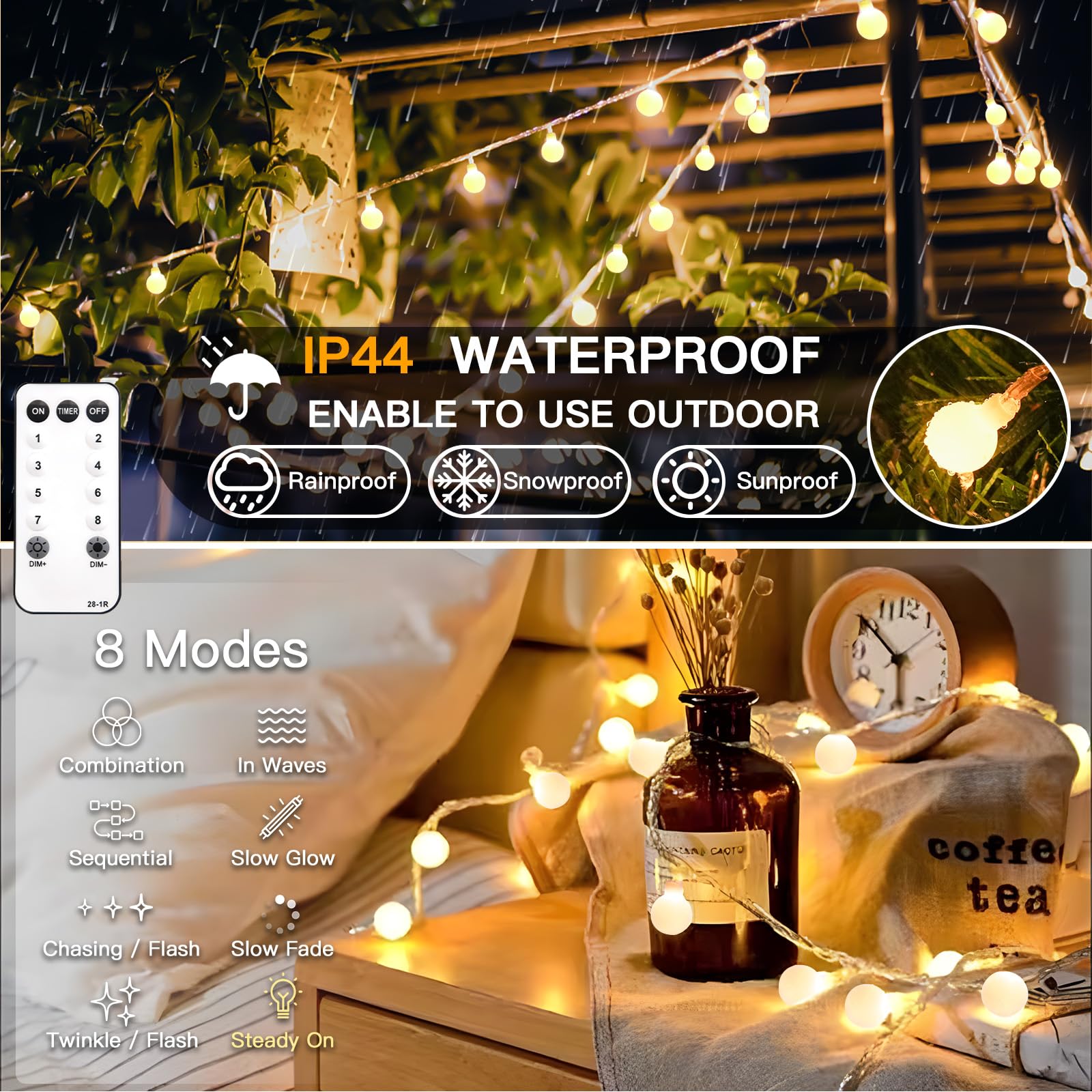 Suddus warm white fairy lights ideal for cozy bedrooms.