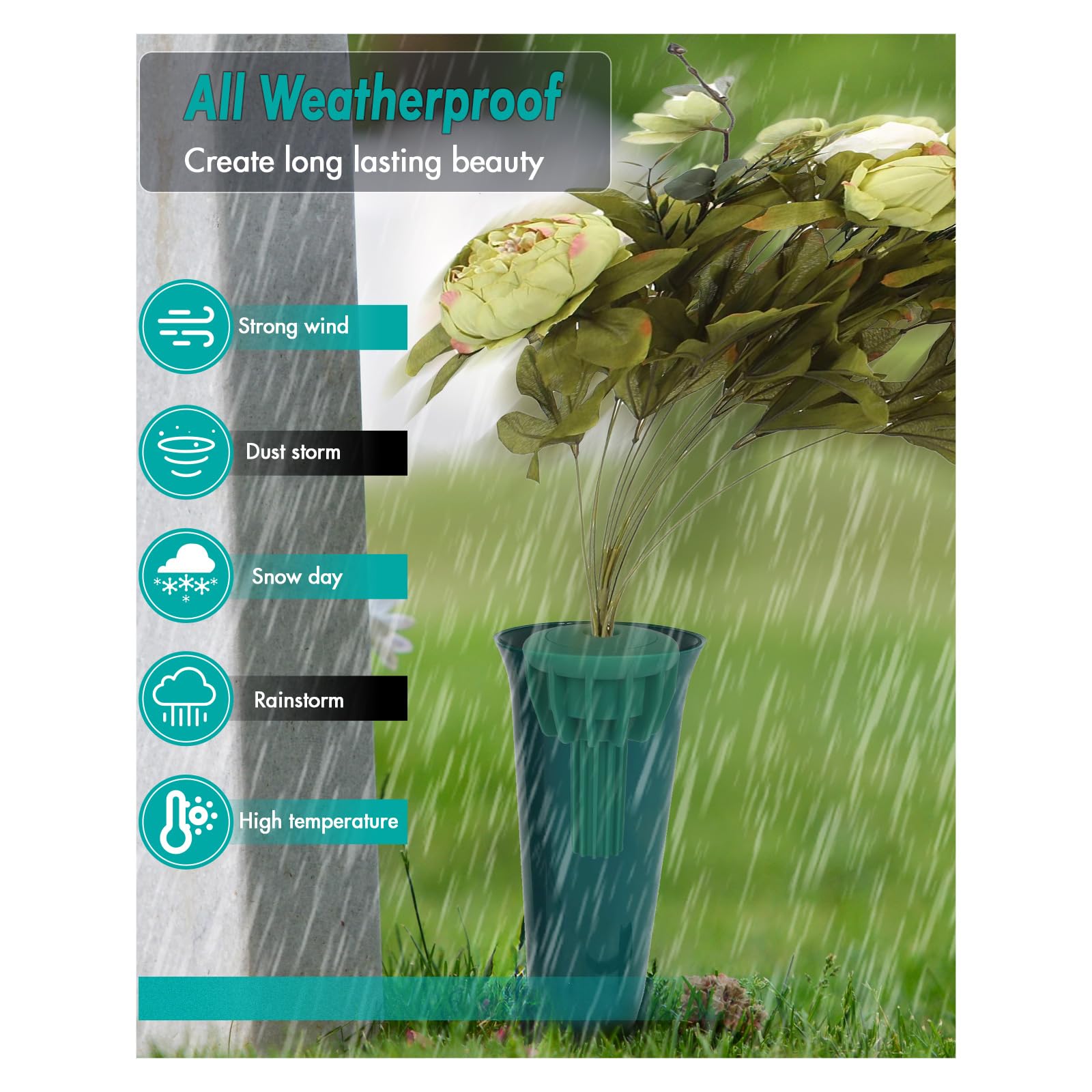 SUDLEK universal-fit vase insert adapts to multiple vase sizes.