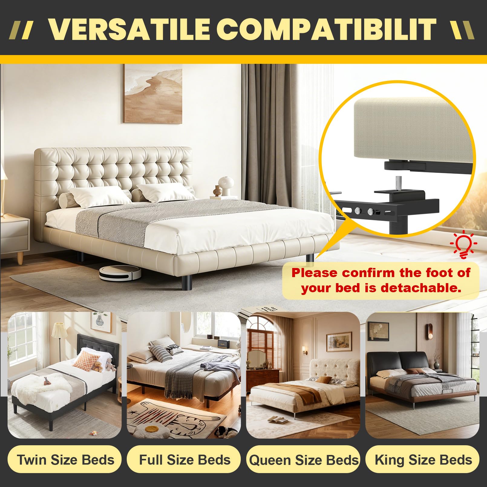 Suemoss footboard extension brackets add length for certain bed bases.