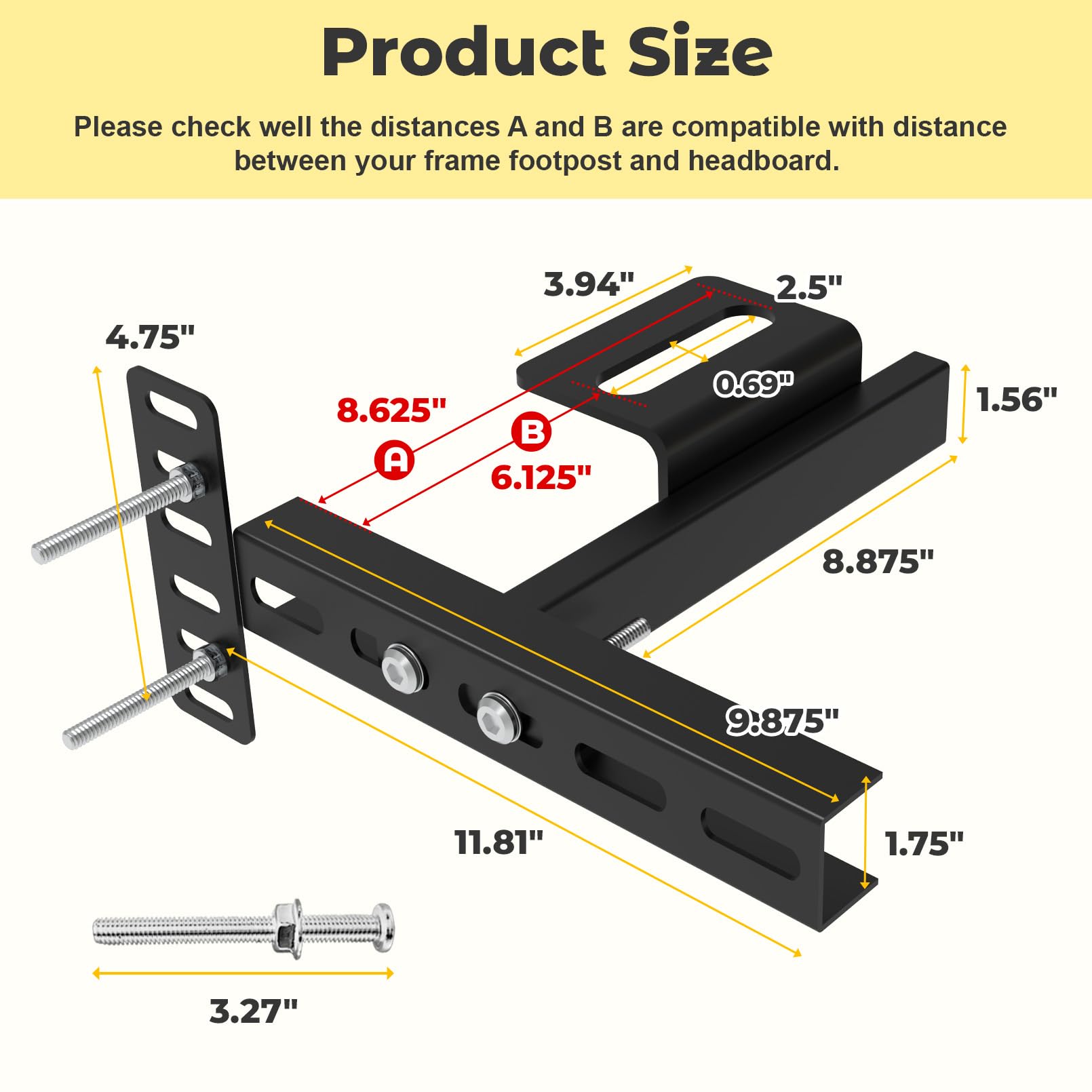 Suemoss headboard brackets full-attachment with durable alignment.