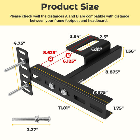 Suemoss headboard brackets full-attachment with durable alignment.