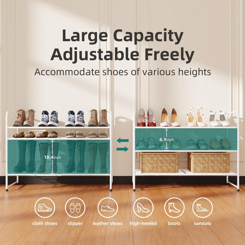 SUFAUY 33 inch wide shoe rack fits compact closets with ample space