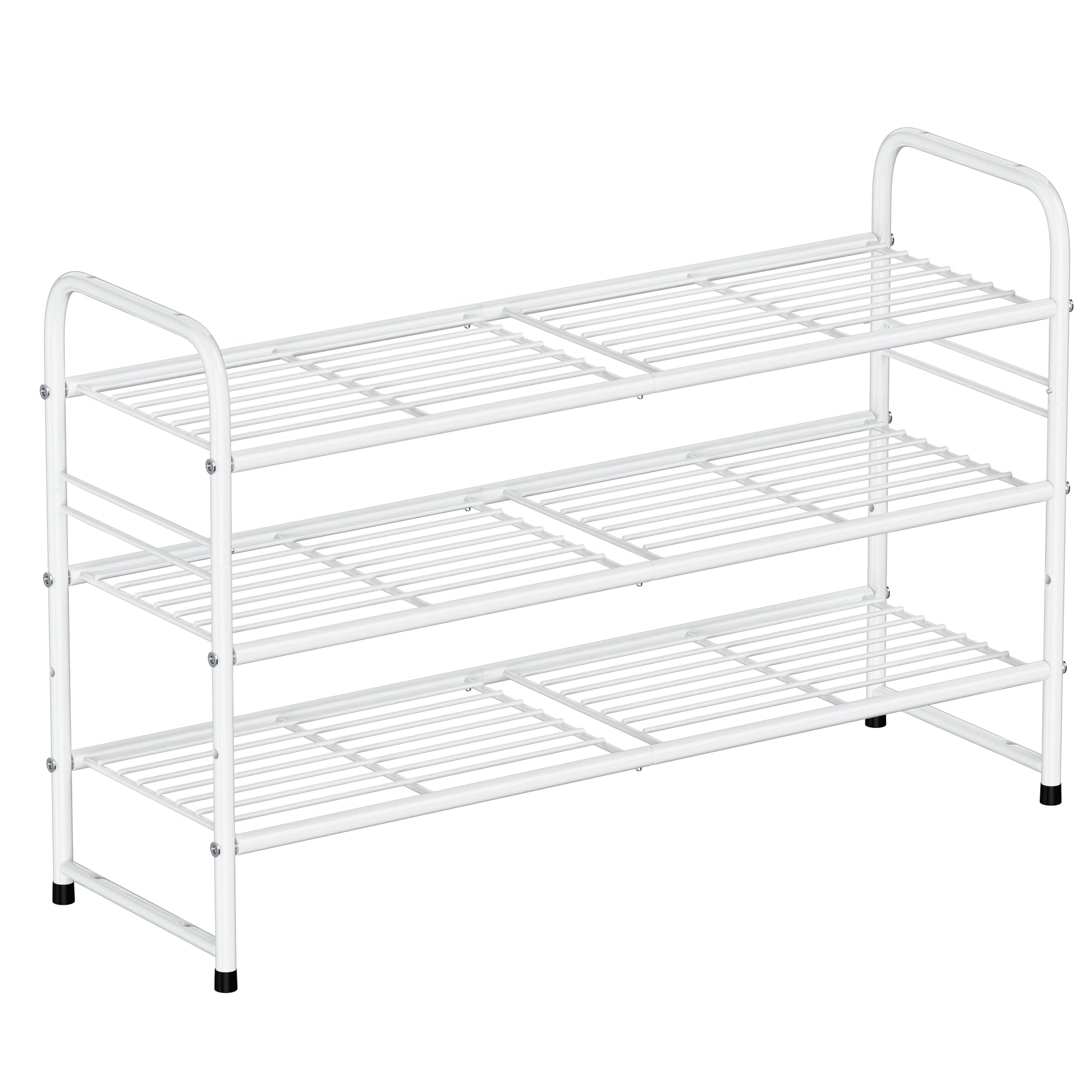 SUFAUY 3 tier shoe rack front view with roomy shelves for sneakers