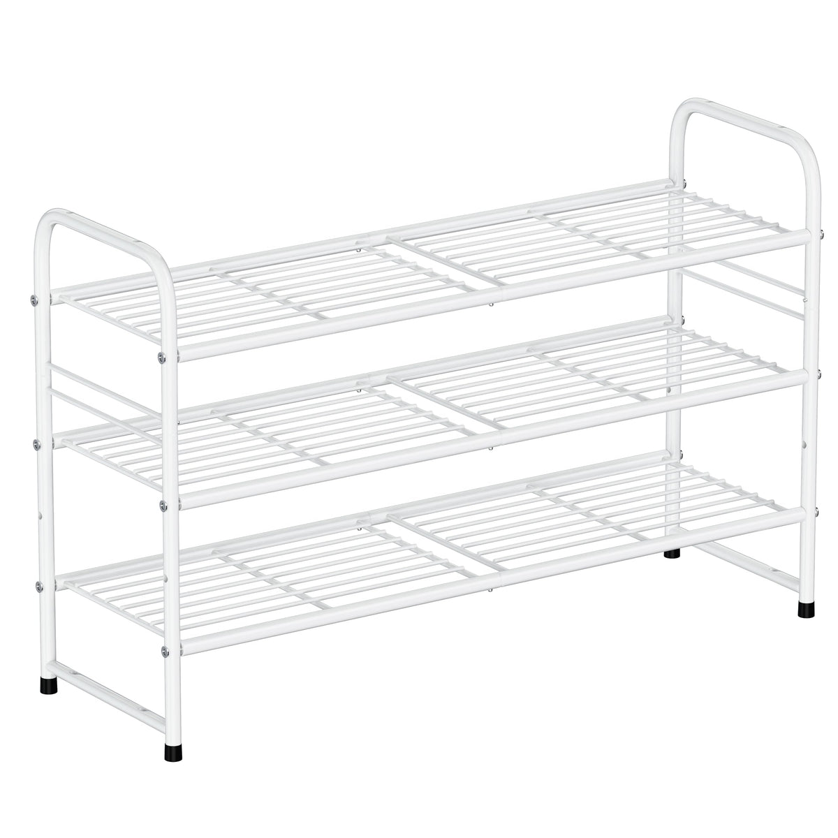 SUFAUY 3 tier shoe rack front view with roomy shelves for sneakers