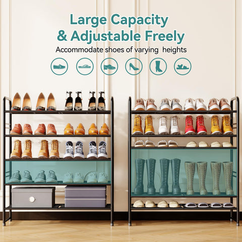SUFAUY shelves capacity shows 62.5 lb per shelf for heavy shoes