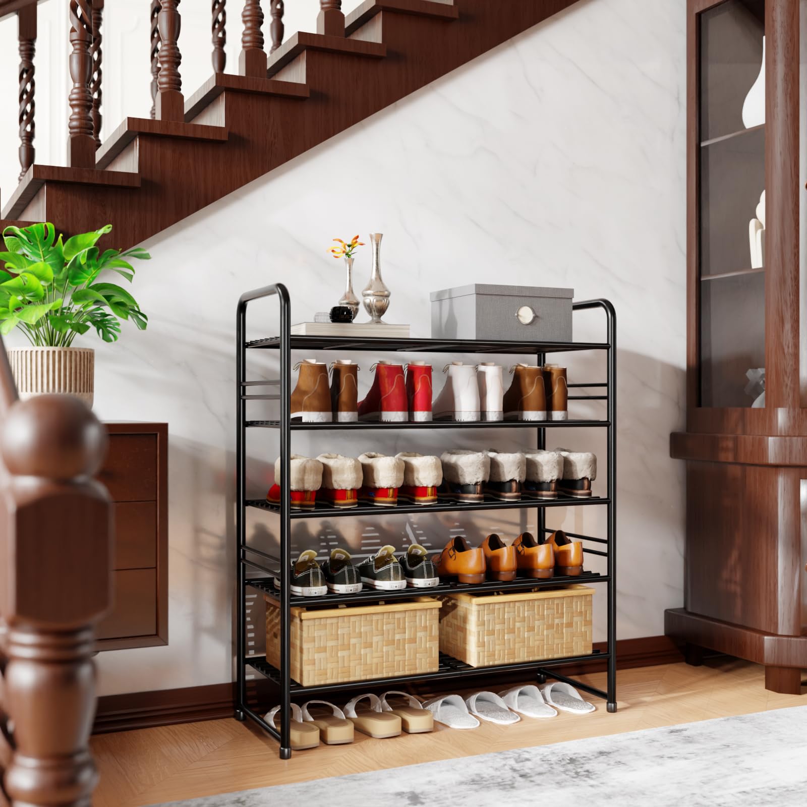 SUFAUY 33-inch shoe rack side view highlights vertical storage potential for entryways