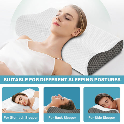SUFOR cooling pillows queen set 2 neck-groove detail provides head support alignment
