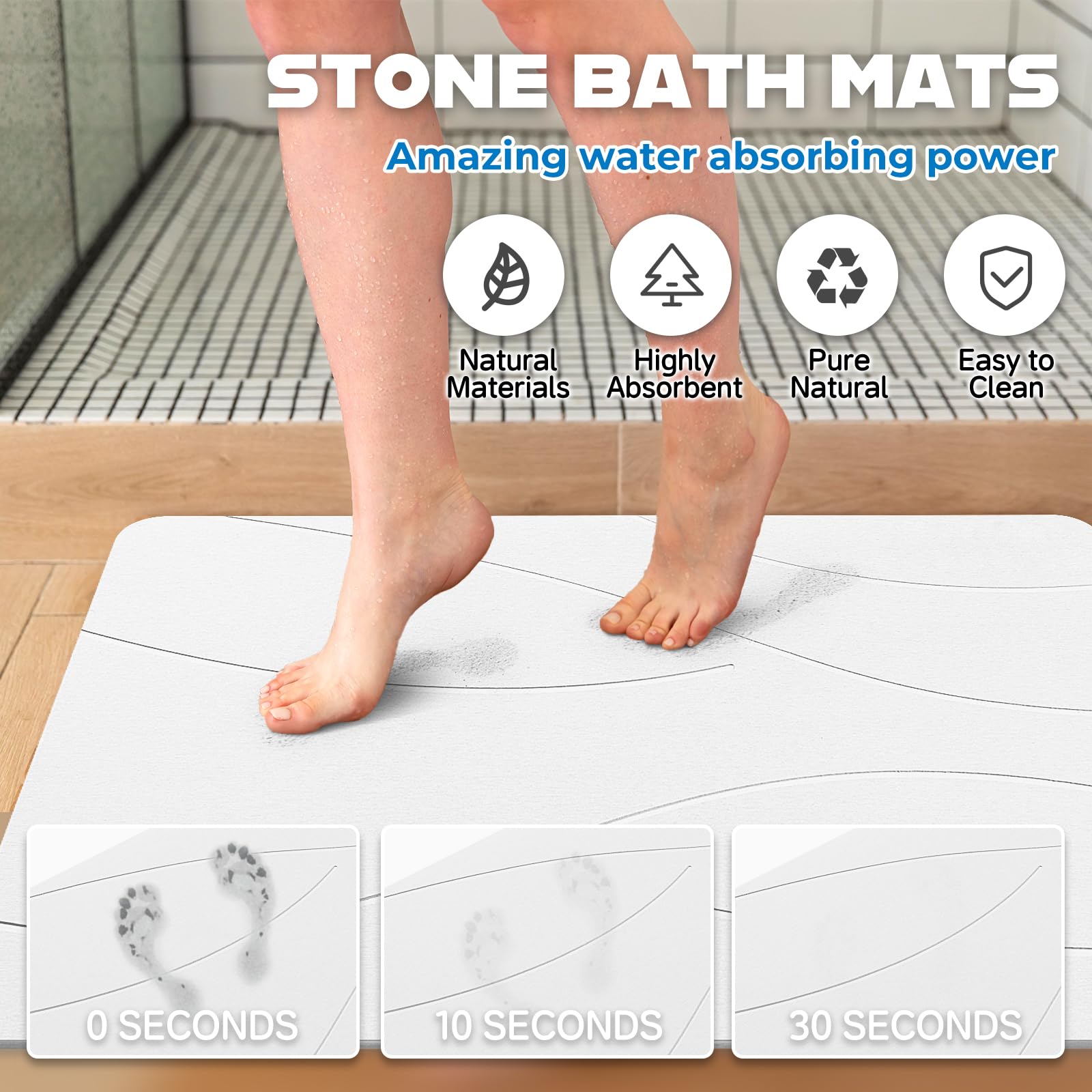 SUFOR diatomaceous earth mat demonstrates superior absorbency on wet floors.