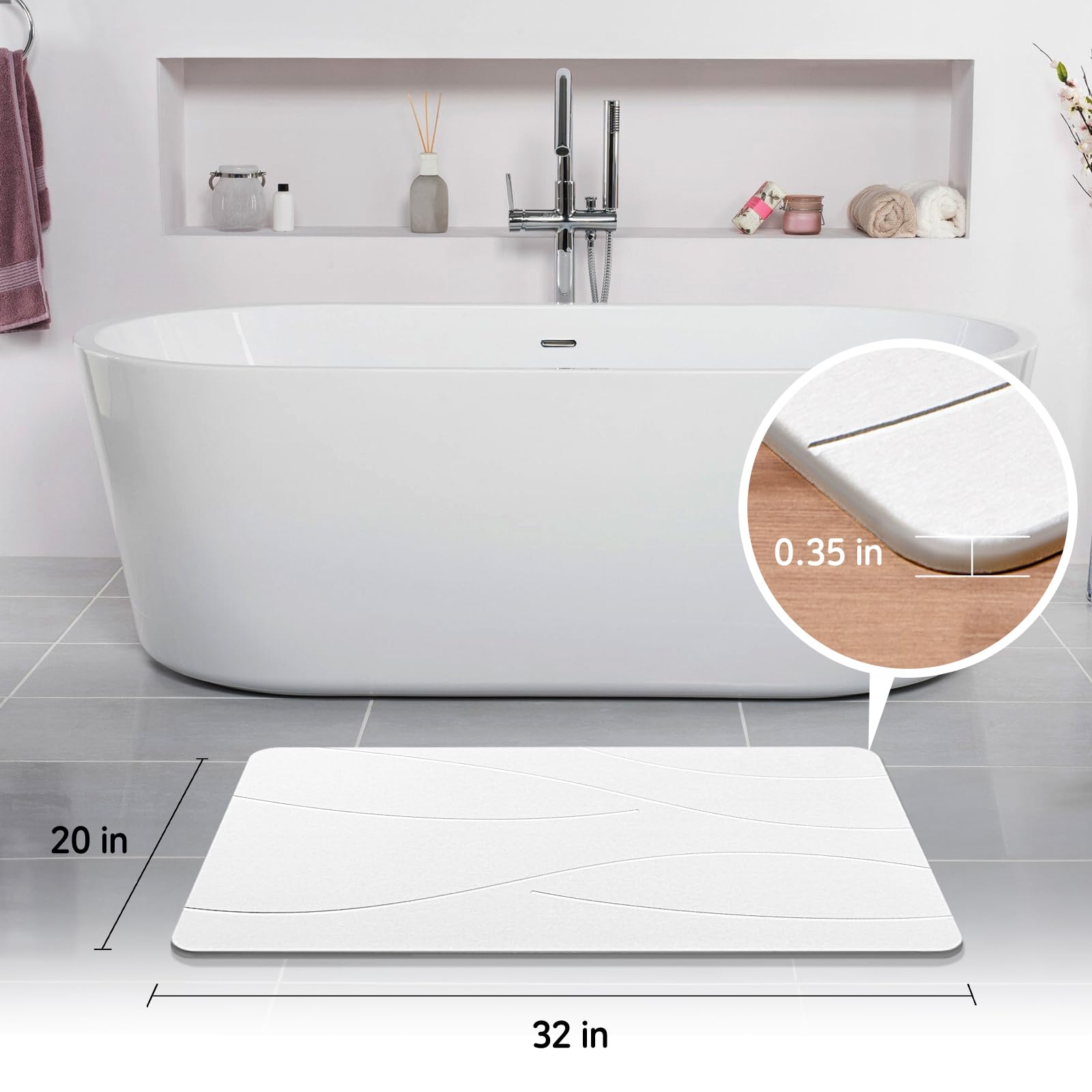 SUFOR quick-dry mat speeds surface evaporation after showers.