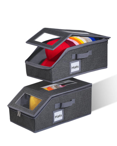 Sugar Swan two-pack hat organizer demonstrating stackable storage for closet space