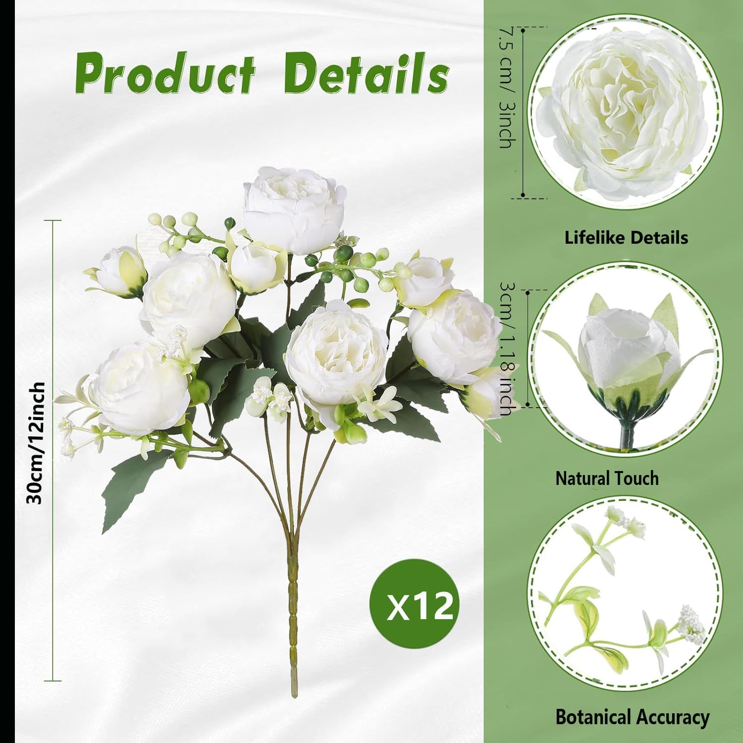 SugarHuLu artificial peonies stems ideal for DIY floral crafts and arrangements.