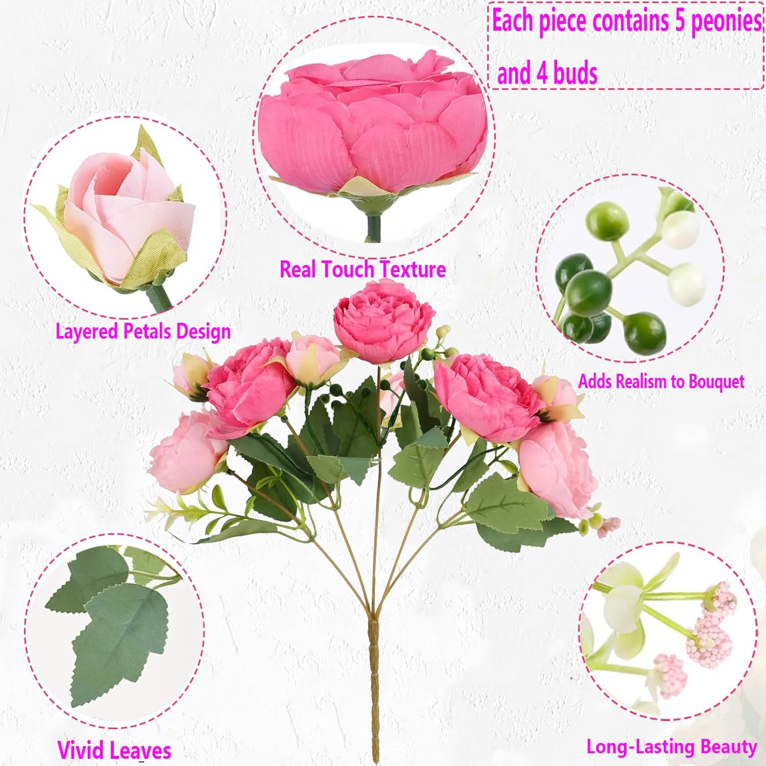 SugarHuLu peonies flowers closeup—realistic buds to elevate living room or dining room decor.