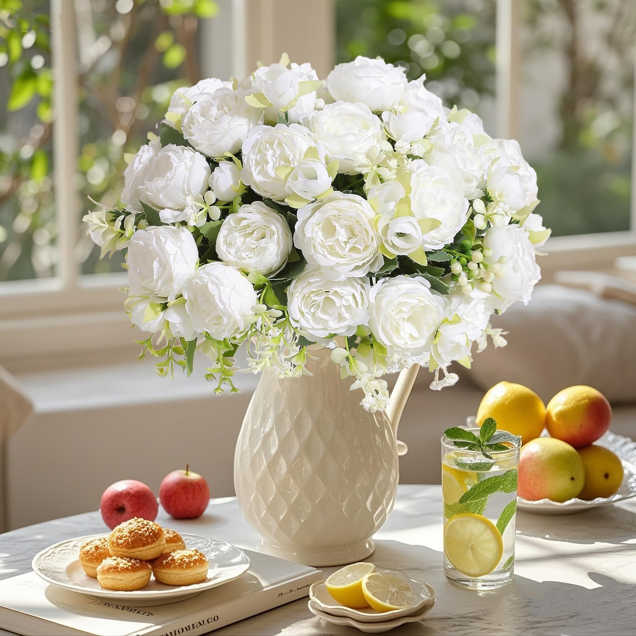 SugarHuLu peony bouquet with buds and berries for decorative accents.